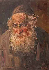 Portret de evreu by Theodor Cateliu, ulei pe carton, sold Nov 2023