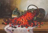 Petre Bărcănescu, Coș cu cireșe, ulei pe carton