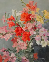 Dimitrie Știubei, Gladiole, 1978, ulei pe pânză