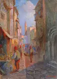 Samuel Bogdanovici, Stradă din Istanbul, ulei pe carton