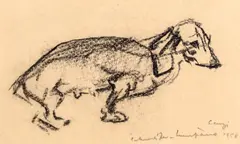 Rudolf Schweitzer–Cumpăna, Certat, 1958, cărbune pe hârtie lipită pe carton