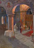 Samuel Bogdanovici, Biserica satului, ulei pe carton