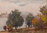 Samuel Mützner, Pe malul lacului Cernica, ulei pe carton