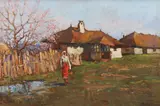 Ion Doboşariu, Primăvara la sat, ulei pe carton