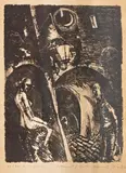 Ștefan Câlția, Golemul (după Gustav Meyrink), litografie