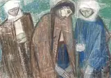 Eugenia Iftodi, Tânguire, pastel și cărbune pe hârtie lipită pe carton