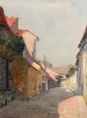 Ioan Isac, Stradă din Cluj, ulei pe pânză lipită pe carton