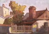 Aurel Popp Ludoșanu, Stradă din vechiul București, ulei pe carton