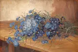 Albăstrele by Eugenia Filotti Atanasiu, ulei pe carton, sold Nov 2023