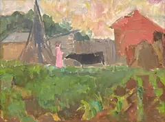 Eugenia Iftodi, Peisaj din Brănești, 1962, ulei pe carton
