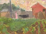 Eugenia Iftodi, Peisaj din Brănești, 1962, ulei pe carton