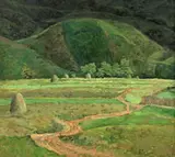 Vasile Ulian, Peisaj verde, 1991, ulei pe pânză