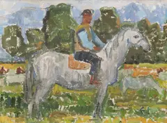 Eugenia Iftodi, Călăreț, ulei pe carton