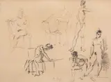 Schițe de nud by Alexandru Ciucurencu, 1947, creion pe hârtie, sold Nov 2023