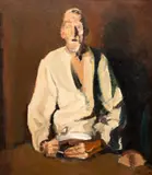 Corneliu Baba, Omul cu lingură, 1979, ulei pe carton