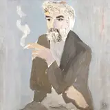 Aurel Nedel în atelier la Piliuță by Constantin Piliuță, începutul anilor '80, ulei pe pânză, offered Nov 2023
