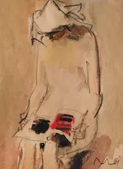 Olandeză by Corneliu Baba, 1961, acuarelă și cărbune pe hârtie lipită pe carton, sold Nov 2023