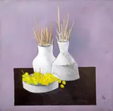 Papură și struguri by Constantin Piliuță, 1993, ulei pe pânză, sold Nov 2023