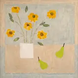 Pere și margarete by Constantin Piliuță, anii '70, ulei pe pânză, sold Nov 2023