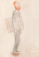 Aurel Cojan by Corneliu Baba, ceracolor și creion pe hârtie, sold Nov 2023