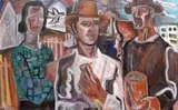 Aurel Cojan, Oamenii și orașul (Colectiviștii), 1962, ulei pe carton