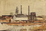 Margine de București by Alexandru Ciucurencu, ulei pe pânză lipită pe carton, sold Nov 2023