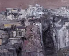 Eugen Raportoru, Acoperișuri bucureștene, 2017, ulei pe pânză