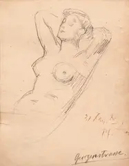 Nud by Nicolae Vermont, creion pe hârtie, sold Oct 2023