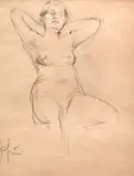 Nicolae Vermont, Model pozând, creion pe hârtie