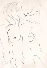 Nud by Sabin Bălașa, tuș pe hârtie, sold Oct 2023