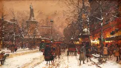 Eugène Galien-Laloue, Bulevard parizian, ulei pe carton