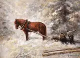 Georg Vilhelm Stoopendaal, Pădurari, 1945, ulei pe pânză