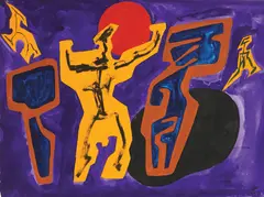 Ivan Picelj, Crveno sunce, 1955.-1958., gvaš na papiru