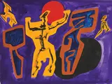 Ivan Picelj, Crveno sunce, 1955.-1958., gvaš na papiru
