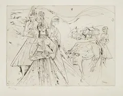 Pred selom by Zlatko Prica, 1955., jetkanje, sold Oct 2023