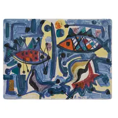 Ribe by Edo Murtić, 1950., oslikana i glazirana terakota, sold Oct 2023