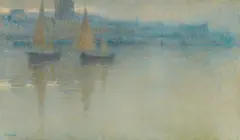 Emanuel Vidović, Splitska obala s jedrilicama, 1904.-1908., ulje na platnu