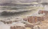 Lina Crnčić-Virant, Valovi, 1914., akvarel, gvaš i ugljen na papiru