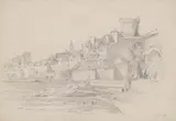 Tomislav Krizman, Panorama Dubrovnika s Ploča, 1928., olovka na papiru