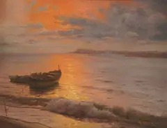 Mato Celestin Medović, Suton s brodovima, 1908.-1912., ulje na platnu