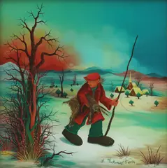 Ivan Večenaj, Lovac, 1974., ulje na staklu