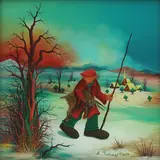 Ivan Večenaj, Lovac, 1974., ulje na staklu