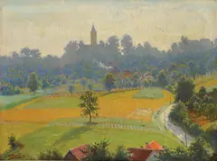 Rudolf Ernst Marčić, Istarski pejzaž, 1944., ulje na šperploči
