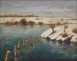 Ferdo Kovačević, Zima na savskom rukavu, 1917., ulje na platnu
