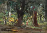 Arthur Verona, Scenă în pădure, ulei pe pânză