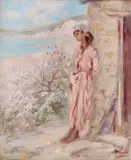 Kimon Loghi, Tătăroaică la Balcic, ulei pe carton