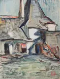 Case la Vitré by Gheorghe Petrașcu, acuarelă pe carton, sold Oct 2023