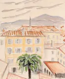 Theodor Pallady, Vedere din Nice, acuarelă și creion pe hârtie