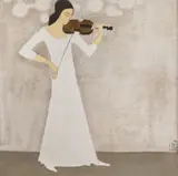 Violonistă by Constantin Piliuță, 1976, ulei pe pânză, sold Oct 2023