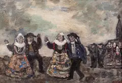 Nuntă bretonă by Arthur Segal, ulei pe carton, offered Oct 2023